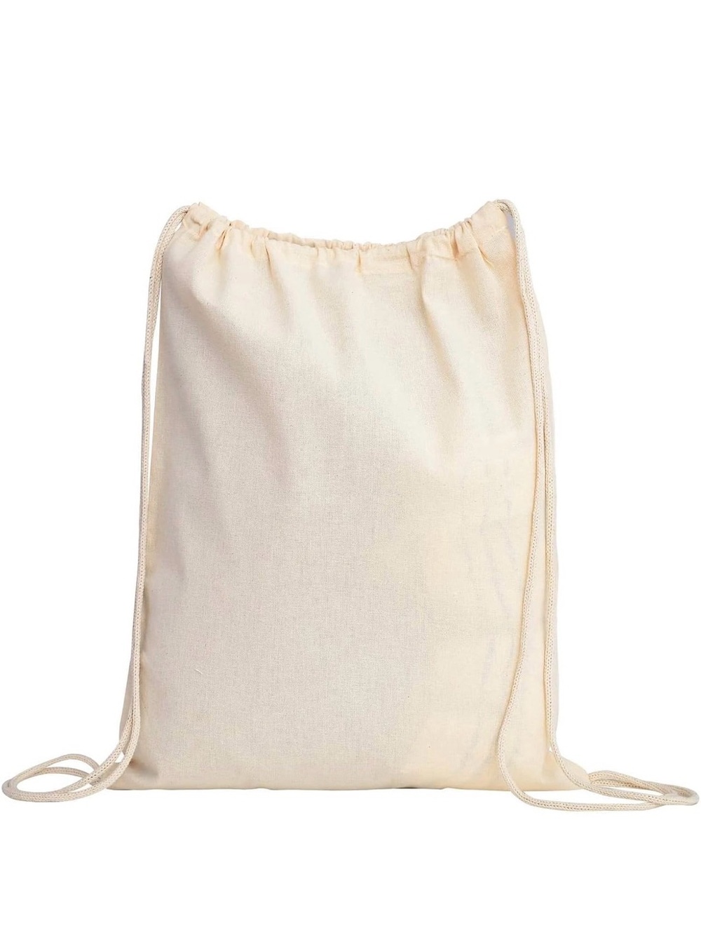 Canvas Drawstring Backpack in Natural Cream 12 Pack
